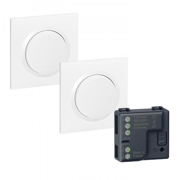 Photo Prt  poser dooxie 2 commandes sans fil sans pile + 1 micromodule - blanc | Ref : 600699L