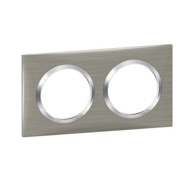 Photo Plaque carre dooxie 2 postes finition effet inox bross | Ref : 600872