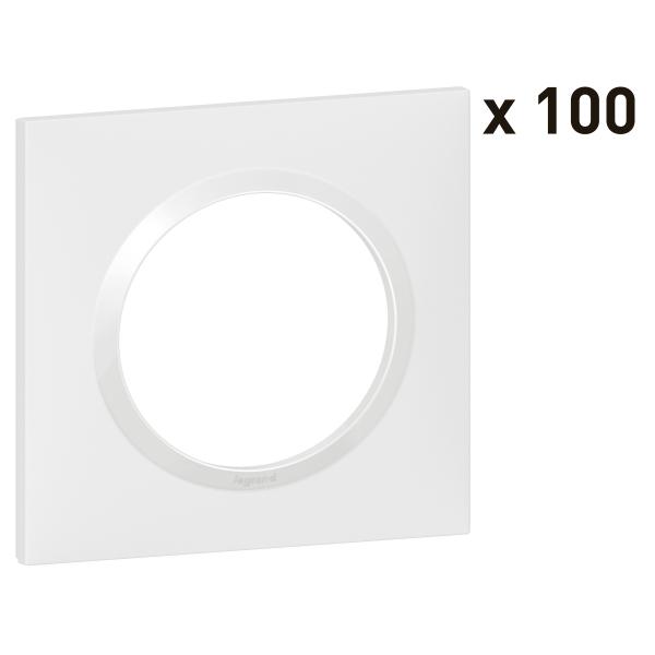 Photo Lot de 100 plaques carres dooxie 1 poste finition blanc | Ref : 600941