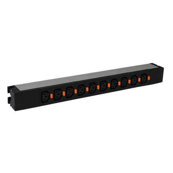 Photo PDU standard 19pouces 1U LCS³ avec 10 prises C13 verrouillables et raccordement par bornier | Ref : 646814