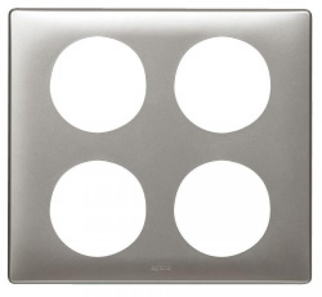 Photo Plaque Cliane Mtal 2x2 postes  -  finition Titane | Ref : 068968