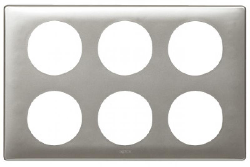 Photo Plaque C�liane M�tal 2x3 postes  -  finition Titane | Ref : 068969
