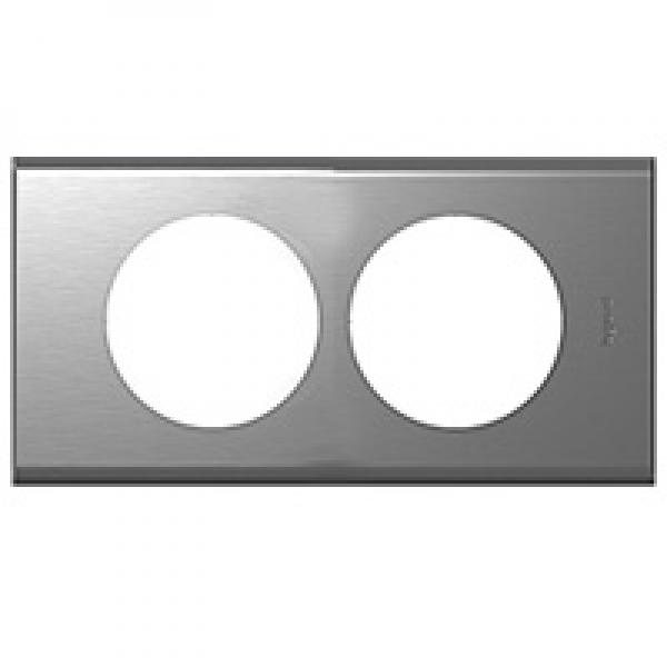 Photo Plaque Cliane Matires 2 postes pour rnovation entraxe 57mm  -  finition Inox Bross | Ref : 069108