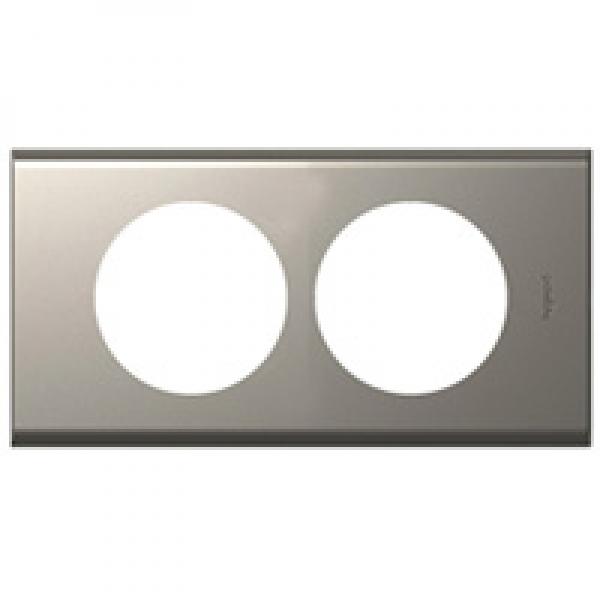 Photo Plaque Céliane Matières 2 postes pour rénovation entraxe 57mm - finition Nickel Velours | Ref : 069118
