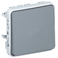 Photo Poussoir �tanche NO Plexo composable IP55 10A - gris | Ref : 069540