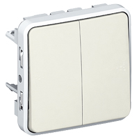 Photo Double poussoir tanche NO+NF Plexo composable IP55 10A - gris | Ref : 069545