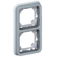 Photo Support plaque étanche 2 postes verticaux Plexo composable IP55 - gris | Ref : 069685