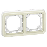 Photo Support plaque étanche 2 postes horizontaux Plexo composable IP55 - blanc | Ref : 069694