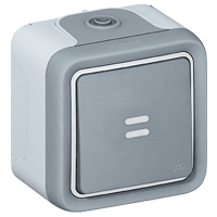 Photo Poussoir tanche NO lumineux 10A Plexo complet IP55 saillie - gris | Ref : 069722