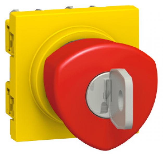 Photo Poussoir coup de poing arrt d'urgence Mosaic 2 modules NO+NF 3A 250V~ dverrouillable par cl  -  r | Ref : 076601