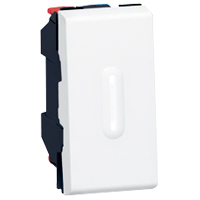 Photo Interrupteur ou va-et-vient  voyant 20AX 250V~ Mosaic 1 module - blanc | Ref : 077062
