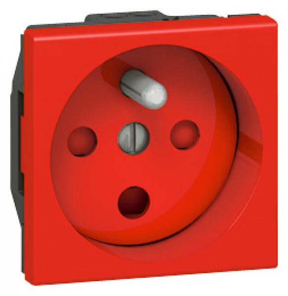 Photo Prise 2P+T à détrompage Mosaic avec connexion par bornes à vis 2 modules - rouge | Ref : 077114