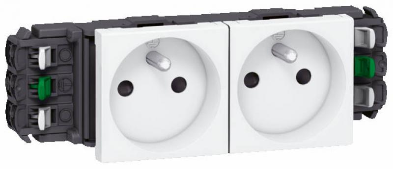 Photo Prise 2x2P+T Mosaic pour goulotte DLP monobloc - 4 modules - blanc | Ref : 077302