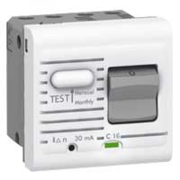 Photo Disjoncteur diffrentiel Uni+Neutre 230V~ 16A 30mA Mosaic 2 modules  -  blanc | Ref : 077532