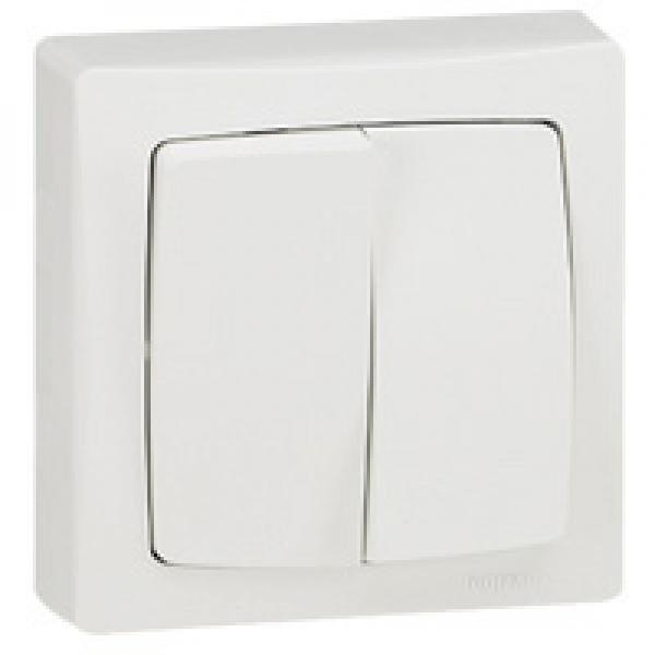 Photo Va - et - vient et poussoir 6A Appareillage saillie complet  -  blanc | Ref : 086007