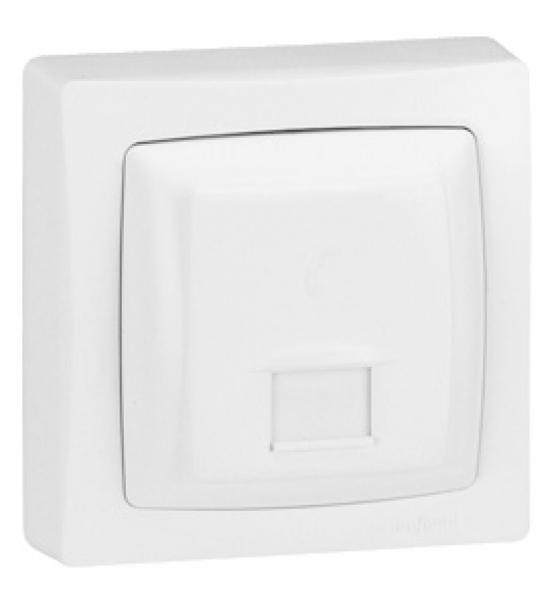 Photo Prise RJ45 Numris ou Internet 8 contacts Appareillage saillie complet  -  blanc | Ref : 086033