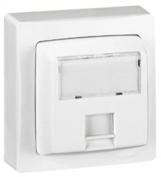 Photo Prise RJ45 catgorie5e UTP 8 contacts Appareillage saillie complet  -  blanc | Ref : 086059