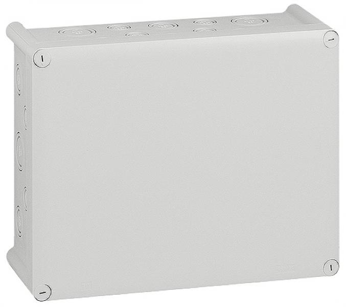 Photo Boîte de dérivation rectangulaire pour presse - étoupe Plexo dimensions 310x240x124mm - gris RAL70 | Ref : 092084