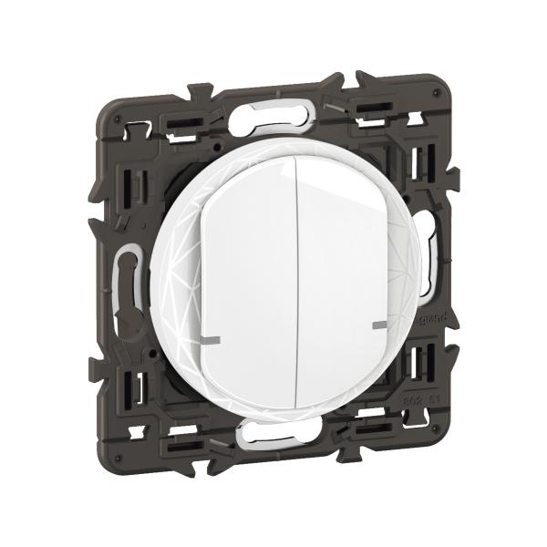 Photo Interrupteur filaire double nouveau Cliane with Netatmo avec Neutre - Blanc | Ref : CB0416