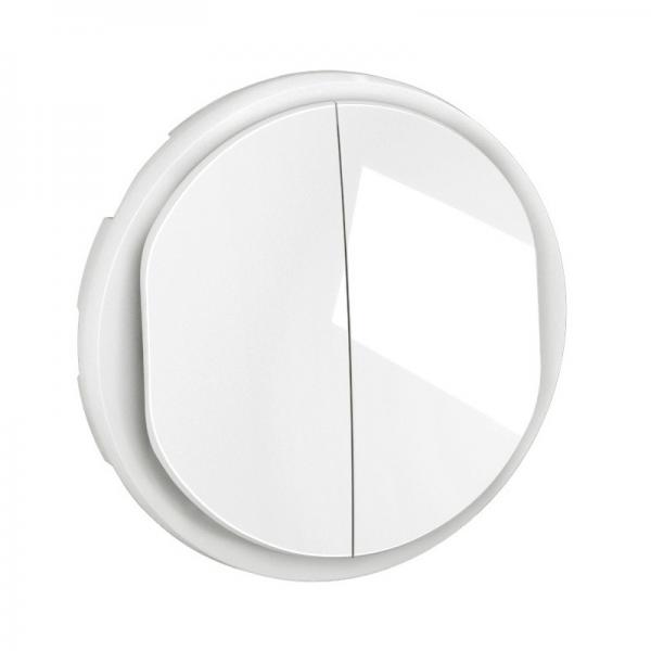 Photo Enjoliveur double poussoir NO+NF  voyant nouveau Cliane - Blanc Antimicrobien | Ref : CB3027