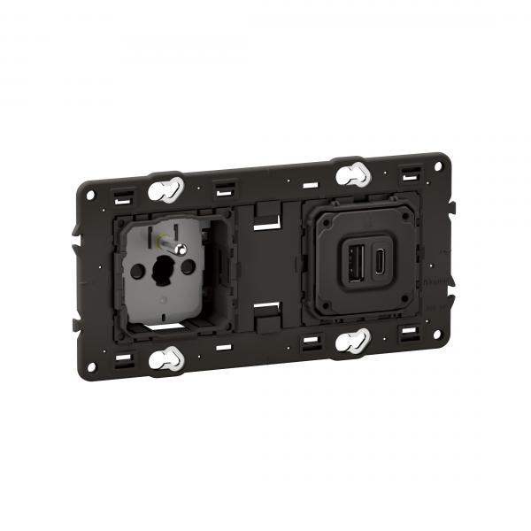 Photo Prise 2P+T + prise 2USB Type-A + Type-C Cliane 20W Power Delivery | Ref : CM0143