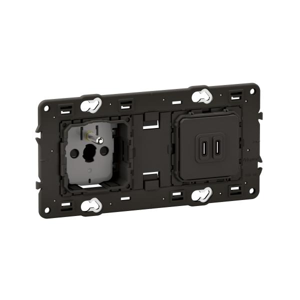 Photo Prises 2 postes Cliane 2P+T Surface Confort + 2 prises USB Type-C | Ref : CM0145