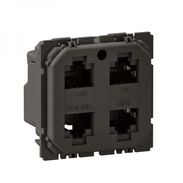 Photo Prise quadruple RJ45 nouveau Cliane blinde Catgorie 6 STP | Ref : CM0348