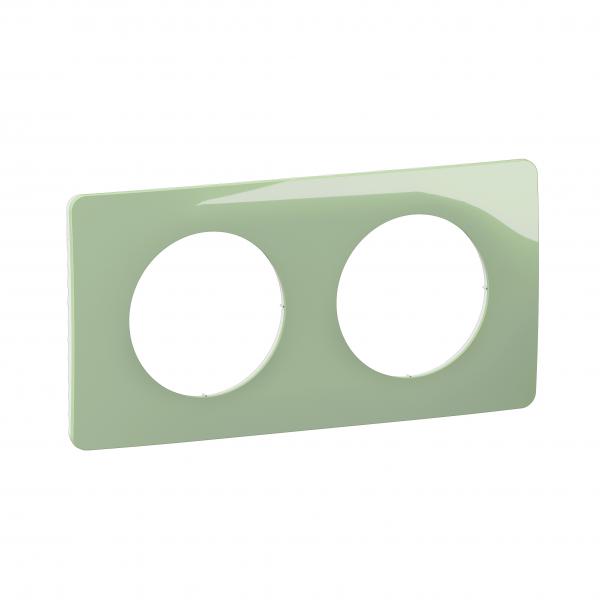 Photo Plaque de finition nouveau Cliane 2 postes - Vert Cladon | Ref : CP0502
