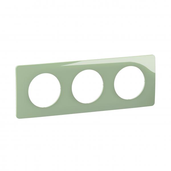 Photo Plaque de finition nouveau Cliane 3 postes - Vert Cladon | Ref : CP0503