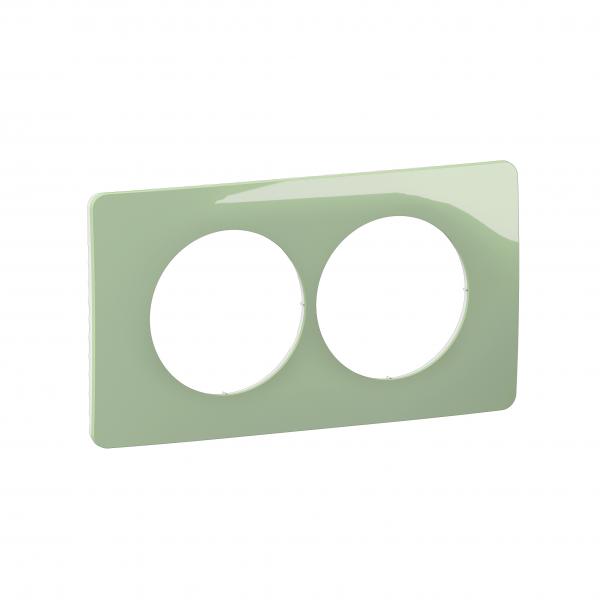 Photo Plaque de finition nouveau Cliane 2 postes spciale rnovation - Vert Cladon | Ref : CP0506