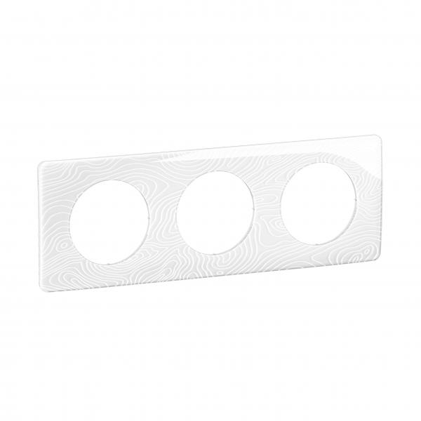 Photo Plaque de finition nouveau Cliane 3 postes - Blanc Relief | Ref : CP0603