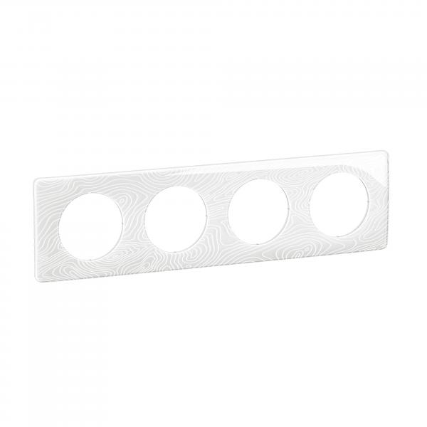 Photo Plaque de finition nouveau Cliane 4 postes - Blanc Relief | Ref : CP0604