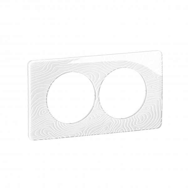 Photo Plaque de finition nouveau Cliane 2 postes spciale rnovation - Blanc Relief | Ref : CP0606