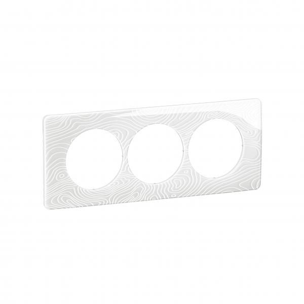 Photo Plaque de finition nouveau Cliane 3 postes spciale rnovation - Blanc Relief | Ref : CP0607