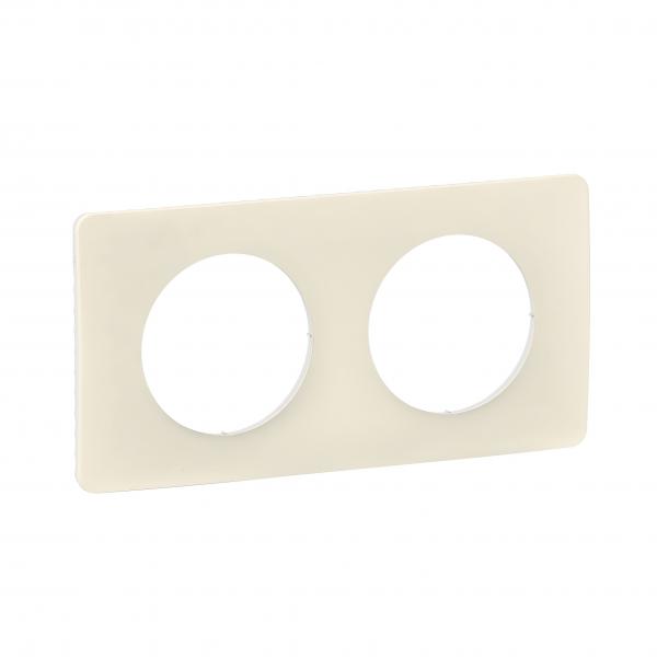 Photo Plaque de finition nouveau Cliane 2 postes - Blanc Amande | Ref : CP1102
