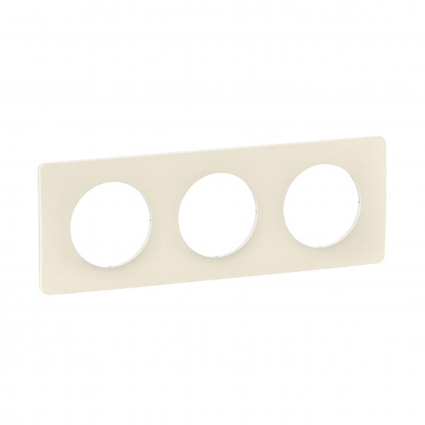 Photo Plaque de finition nouveau Cliane 3 postes - Blanc Amande | Ref : CP1103