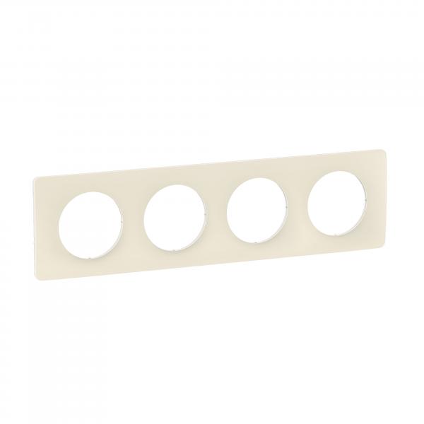 Photo Plaque de finition nouveau Cliane 4 postes - Blanc Amande | Ref : CP1104