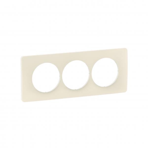 Photo Plaque de finition nouveau Cliane 3 postes spciale rnovation - Blanc Amande | Ref : CP1107