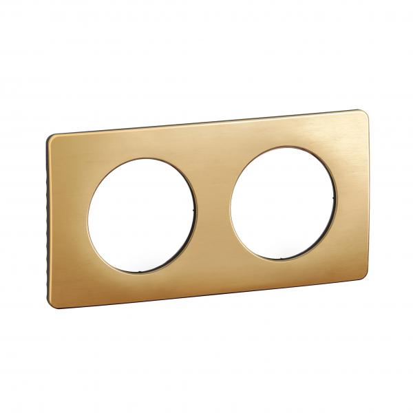 Photo Plaque de finition nouveau Cliane 2 postes - Laiton Satin | Ref : CP1202