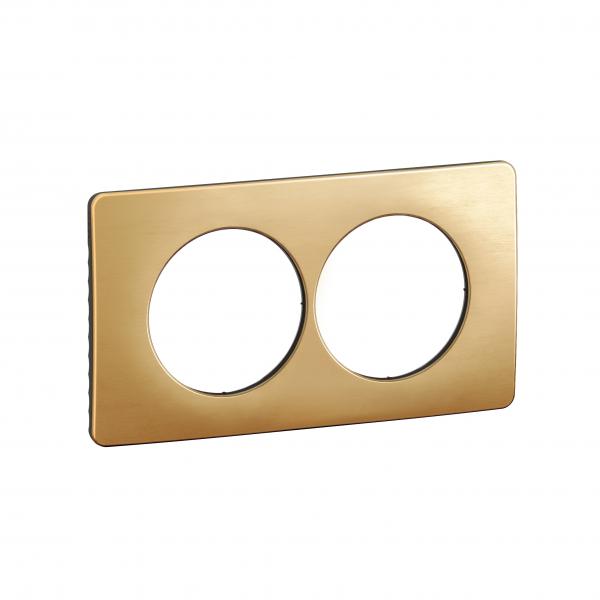 Photo Plaque de finition nouveau Cliane 2 postes spciale rnovation - Laiton Satin | Ref : CP1206