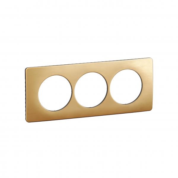 Photo Plaque de finition nouveau Cliane 3 postes spciale rnovation - Laiton Satin | Ref : CP1207