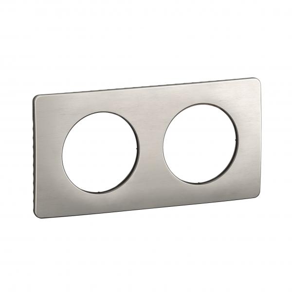 Photo Plaque de finition nouveau Cliane 2 postes - Alu Satin | Ref : CP1702