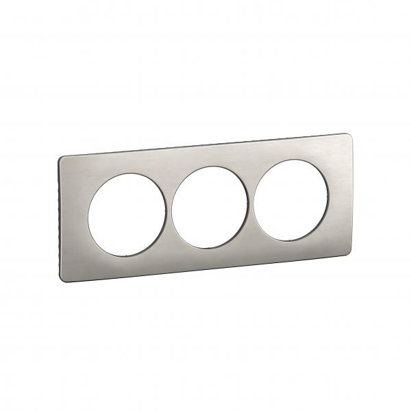 Photo Plaque de finition nouveau Cliane 3 postes spciale rnovation - Alu Satin | Ref : CP1707