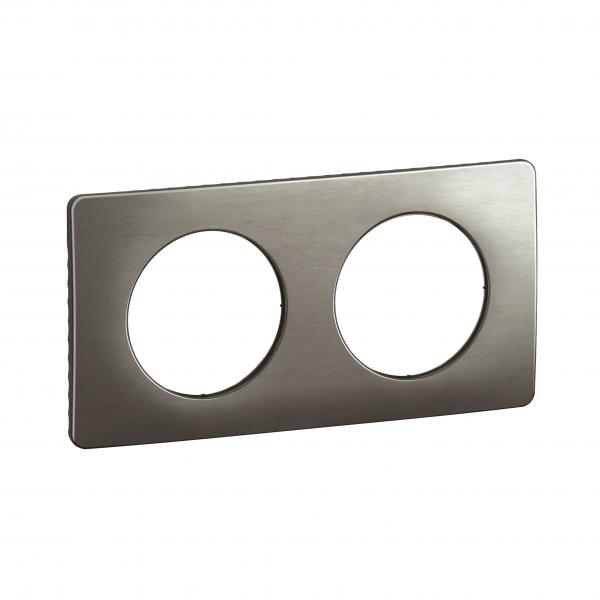 Photo Plaque de finition nouveau Céliane 2 postes - Acier Satiné | Ref : CP1802