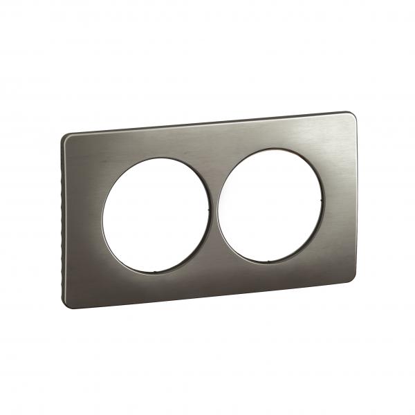 Photo Plaque de finition nouveau Cliane 2 postes spciale rnovation - Acier Satin | Ref : CP1806