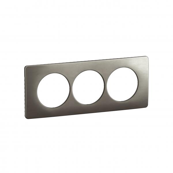 Photo Plaque de finition nouveau Cliane 3 postes spciale rnovation - Acier Satin | Ref : CP1807