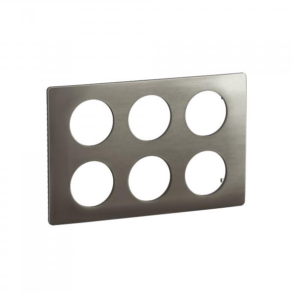 Photo Plaque de finition nouveau Cliane 2x3 postes - Acier Satin | Ref : CP1810