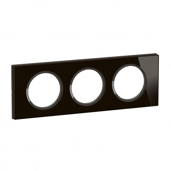 Photo Plaque de finition nouveau Cliane 3 postes - Verre Onyx Noir | Ref : CP1903