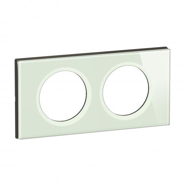 Photo Plaque de finition nouveau Cliane 2 postes - Verre Opale Blanc | Ref : CP2002
