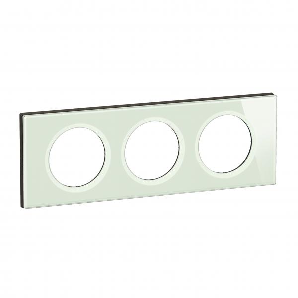Photo Plaque de finition nouveau Cliane 3 postes - Verre Opale Blanc | Ref : CP2003